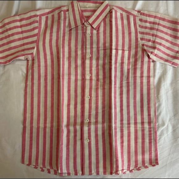 Men’s Short Sleeve Shirt pink and white - Picture 1 of 2